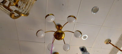 6 Arms Silver & Gold Downwards Crystallic Glitter Bulbs-MD3019-6-85*85*40cm