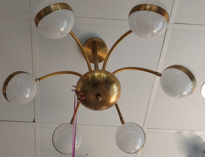 6 Arms Silver & Gold Downwards Crystallic Glitter Bulbs-MD3019-6-85*85*40cm