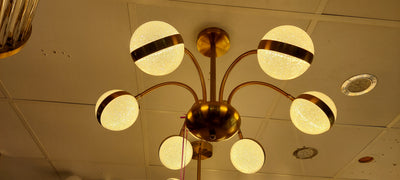 6 Arms Silver & Gold Downwards Crystallic Glitter Bulbs-MD3019-6-85*85*40cm
