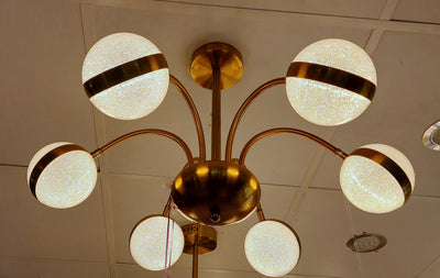 6 Arms Silver & Gold Downwards Crystallic Glitter Bulbs-MD3019-6-85*85*40cm