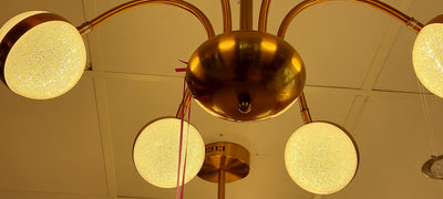 6 Arms Silver & Gold Downwards Crystallic Glitter Bulbs-MD3019-6-85*85*40cm