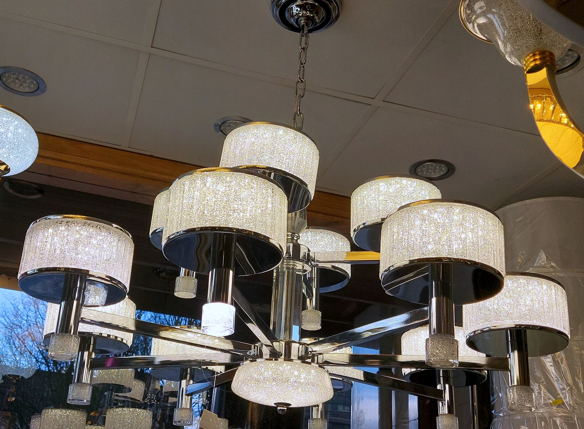 Modern Upwards Cylindrical Ceiling Light 2139-8+4-2tier and 1 tier