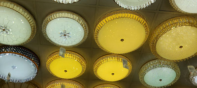 Circular glass ceiling mounted crystallic shaded light-with Colour Changing Function-909/600-3,909/500-3