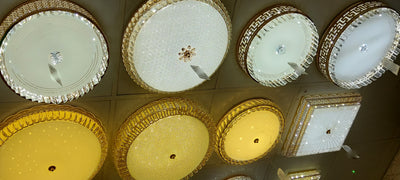 Circular glass ceiling mounted crystallic shaded light-with Colour Changing Function-909/600-3,909/500-3