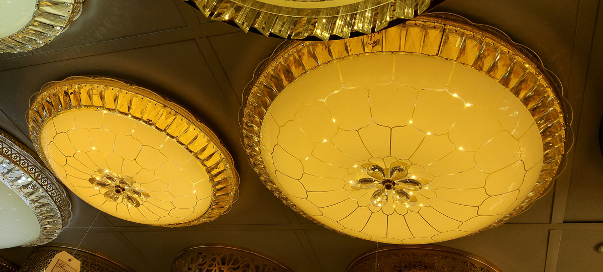 Circular glass ceiling mounted crystallic shaded light-with Colour Changing Function-8806-600 & 500-60*60 & 50*50