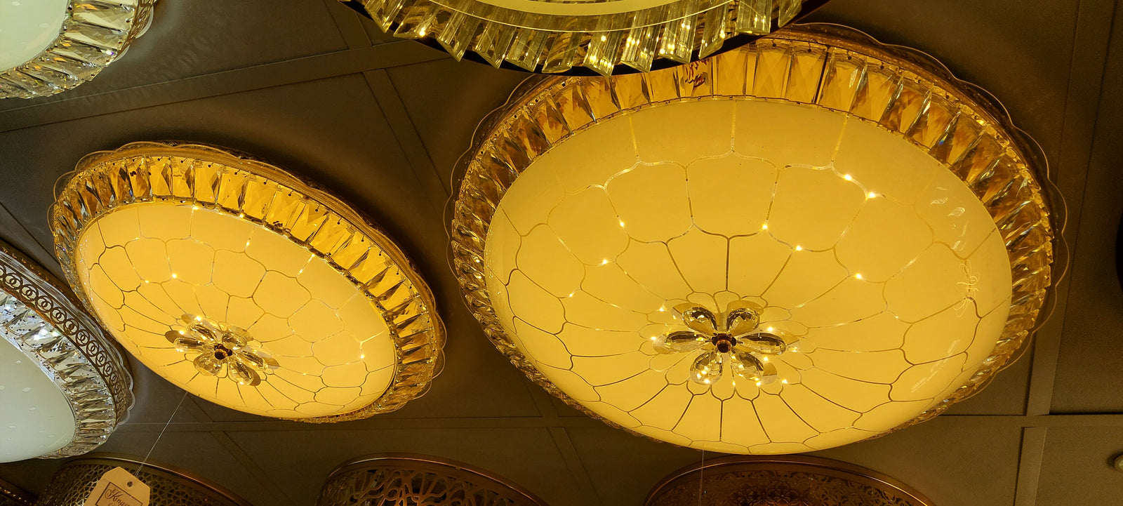 Circular glass ceiling mounted crystallic shaded light-with Colour Changing Function-8806-600 & 500-60*60 & 50*50