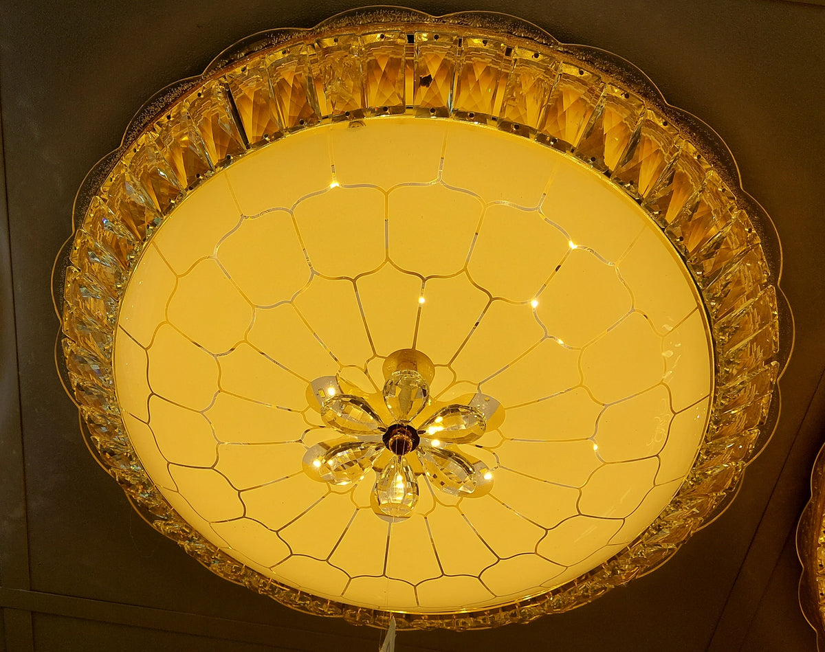 Circular glass ceiling mounted crystallic shaded light-with Colour Changing Function-8806-600 & 500-60*60 & 50*50