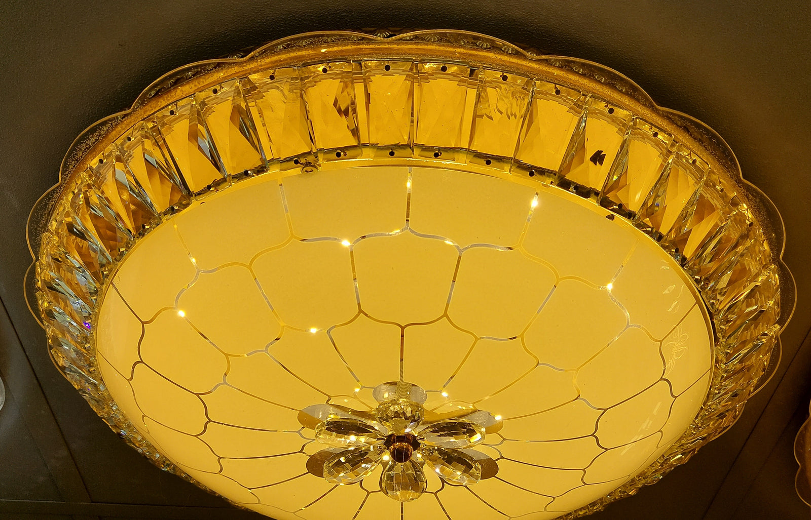 Circular glass ceiling mounted crystallic shaded light-with Colour Changing Function-8806-600 & 500-60*60 & 50*50