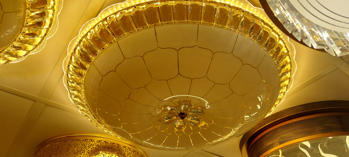 Circular glass ceiling mounted crystallic shaded light-with Colour Changing Function-8806-600 & 500-60*60 & 50*50