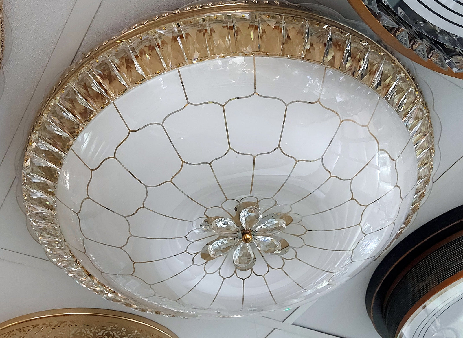 Circular glass ceiling mounted crystallic shaded light-with Colour Changing Function-8806-600 & 500-60*60 & 50*50