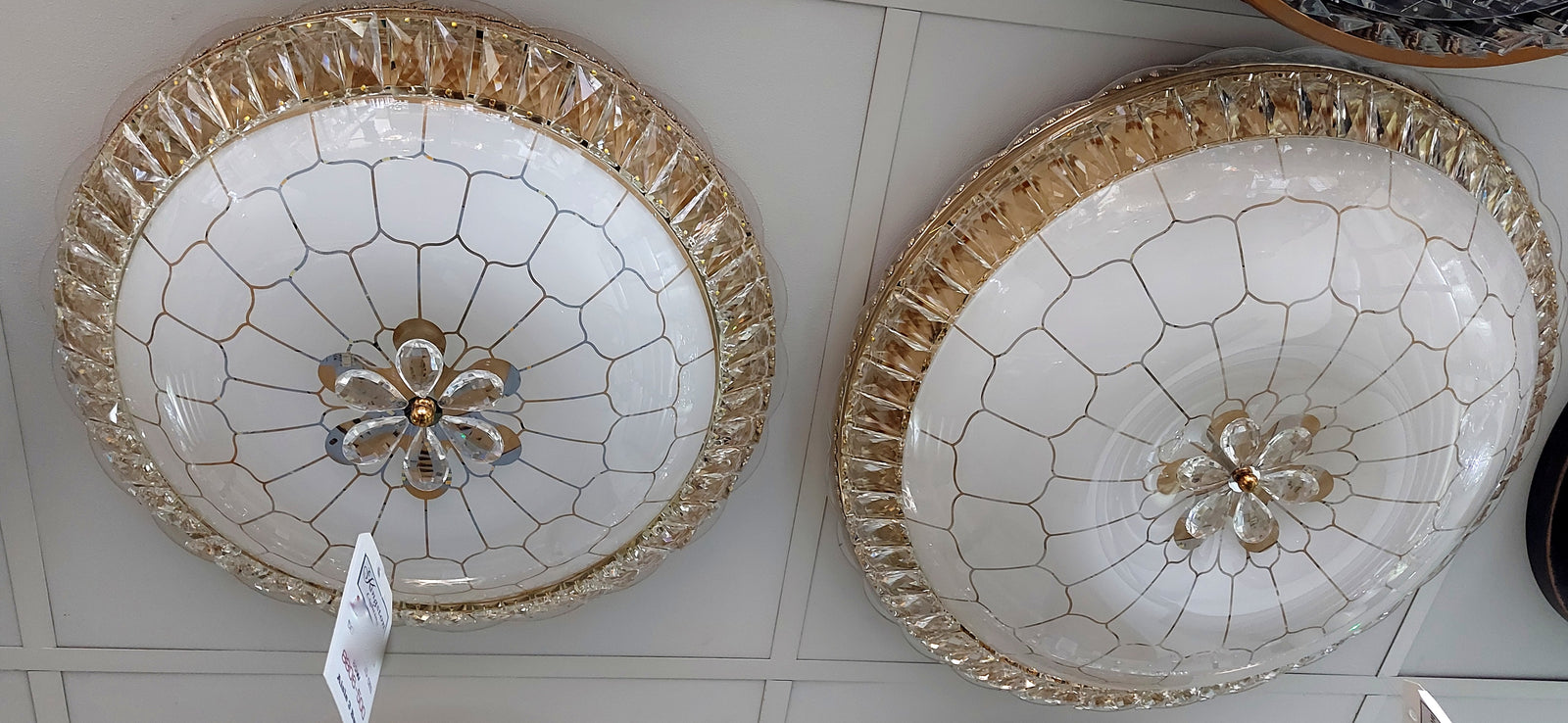 Circular glass ceiling mounted crystallic shaded light-with Colour Changing Function-8806-600 & 500-60*60 & 50*50