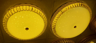 Circular glass ceiling mounted crystallic shaded light-with Colour Changing Function-909/600-3,909/500-3