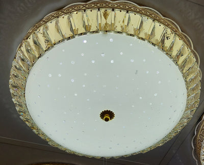 Circular glass ceiling mounted crystallic shaded light-with Colour Changing Function-909/600-3,909/500-3