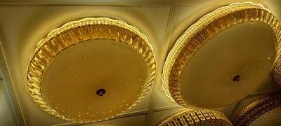 Circular glass ceiling mounted crystallic shaded light-with Colour Changing Function-909/600-3,909/500-3