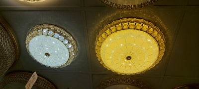 Circular glass ceiling mounted crystallic shaded light-with Colour Changing Function-723/500-51*51 & 723/400-41*41