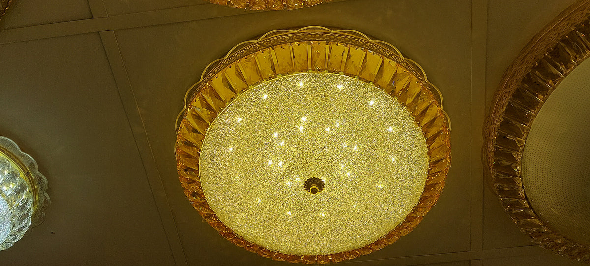 Circular glass frame -shaded light- with Colour Changing Feature-Flush Mounted Ceiling light 908/500-2 & 908/600-1