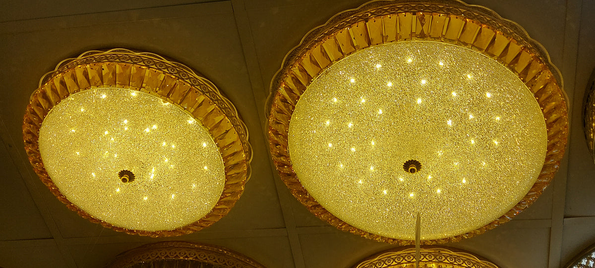 Circular glass frame -shaded light- with Colour Changing Feature-Flush Mounted Ceiling light 908/500-2 & 908/600-1