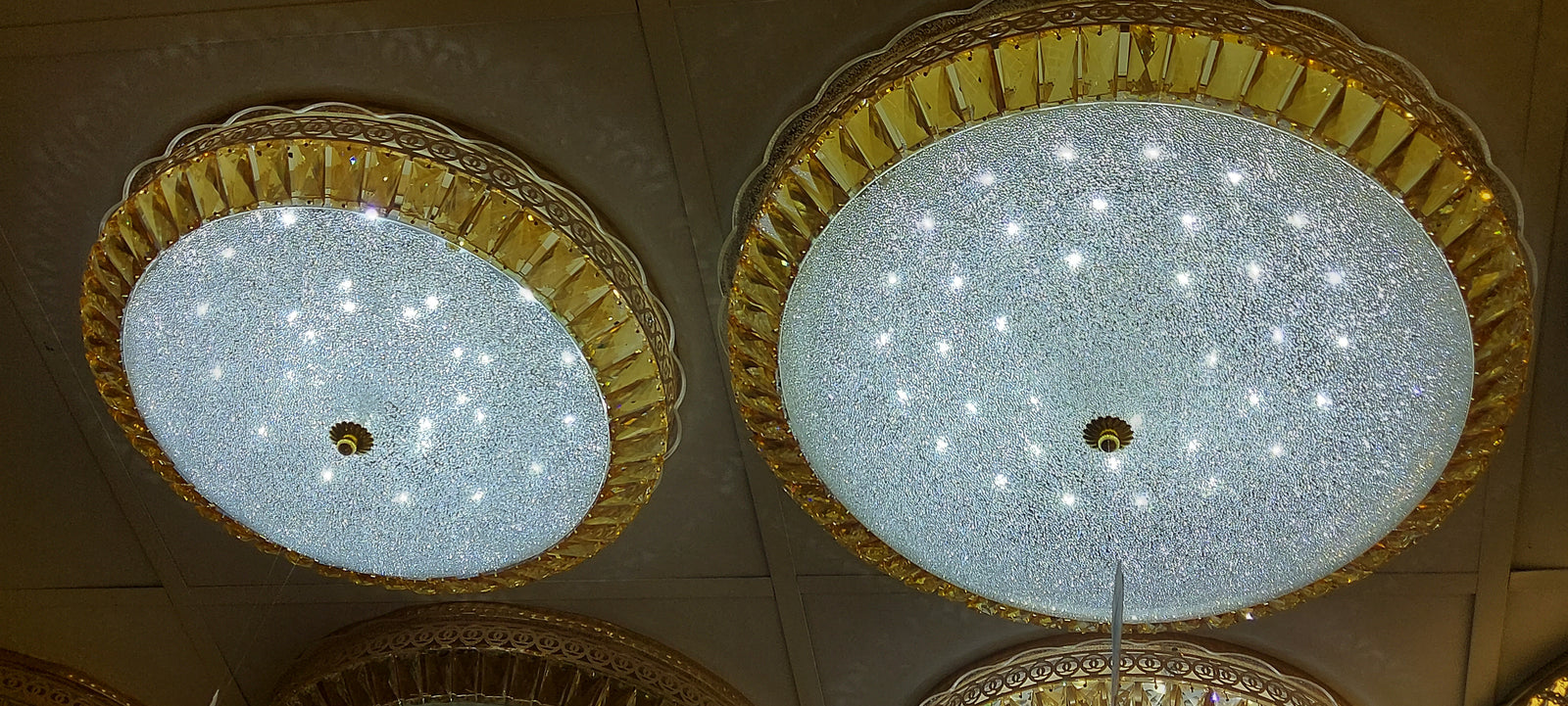 Circular glass frame -shaded light- with Colour Changing Feature-Flush Mounted Ceiling light 908/500-2 & 908/600-1