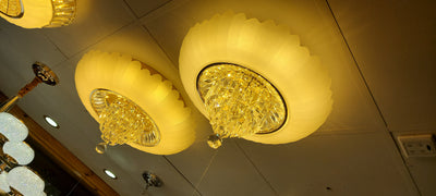 Circular glass ceiling mounted crystallic shaded light [31233-500 | 31233-600]