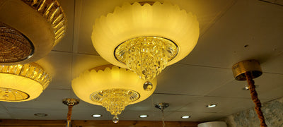 Circular glass ceiling mounted crystallic shaded light [31233-500 | 31233-600]
