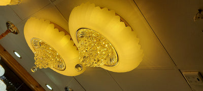 Circular glass ceiling mounted crystallic shaded light [31233-500 | 31233-600]