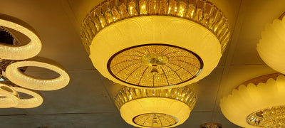 Circular glass ceiling mounted crystallic shaded light [31233-500 | 31233-600]