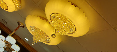 Circular glass ceiling mounted crystallic shaded light [31233-500 | 31233-600]