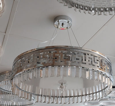 Circular glass ceiling mounted crystallic shaded light-with Colour Changing Feature
