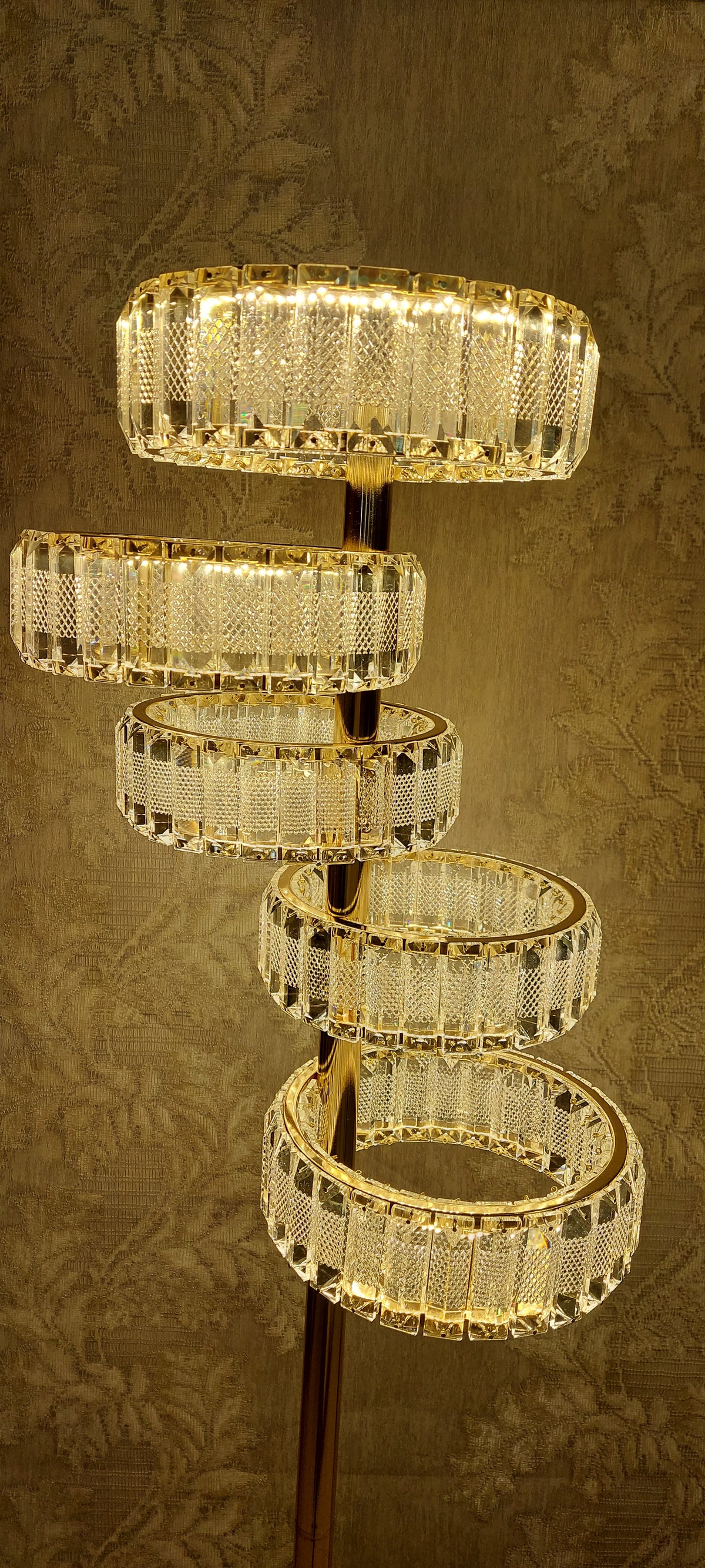 Crystal Floor & Table Lamps -with colour changing and brightness adjustment feature-remote control- matching Ceiling Light–Y608-5F