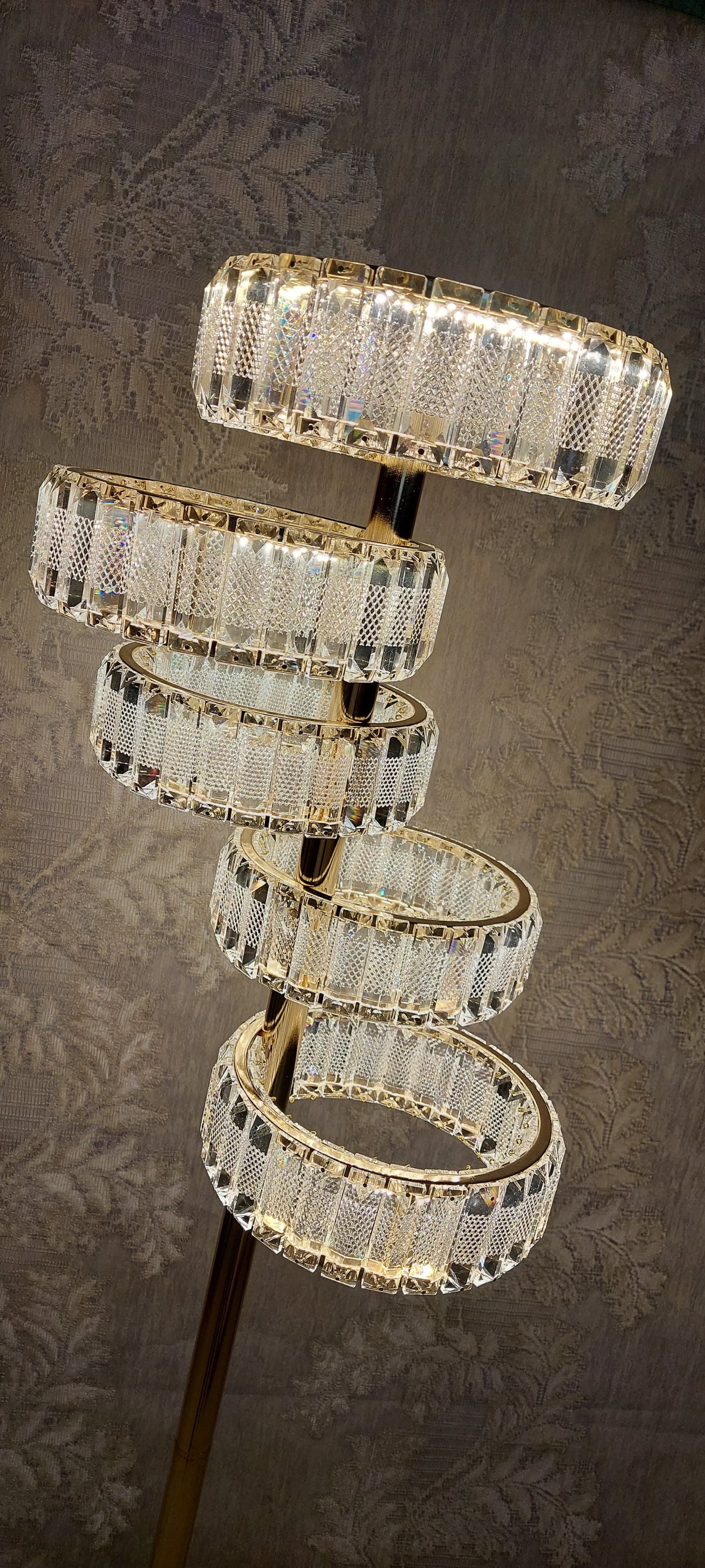 Crystal Floor & Table Lamps -with colour changing and brightness adjustment feature-remote control- matching Ceiling Light–Y608-5F