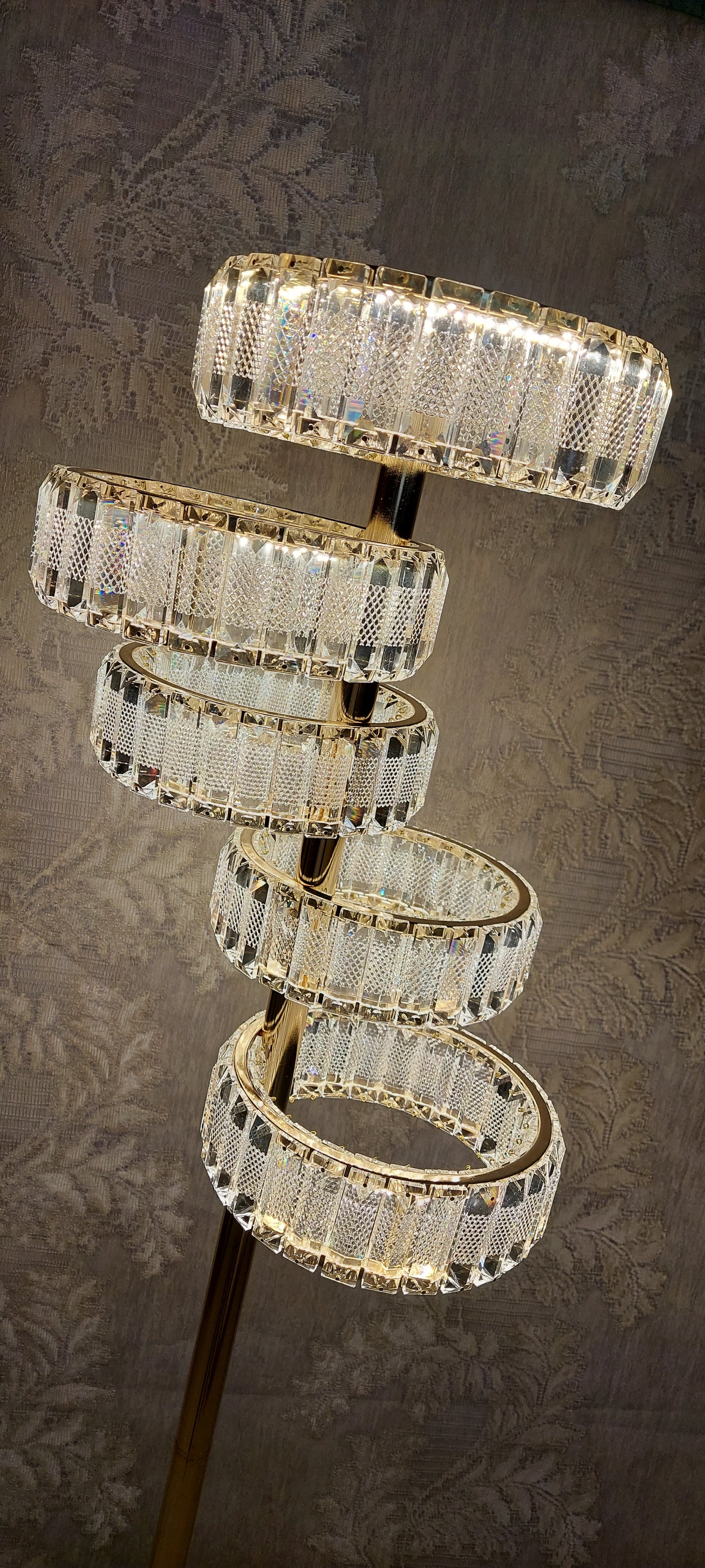 Crystal Floor & Table Lamps -with colour changing and brightness adjustment feature-remote control- matching Ceiling Light–Y608-5F