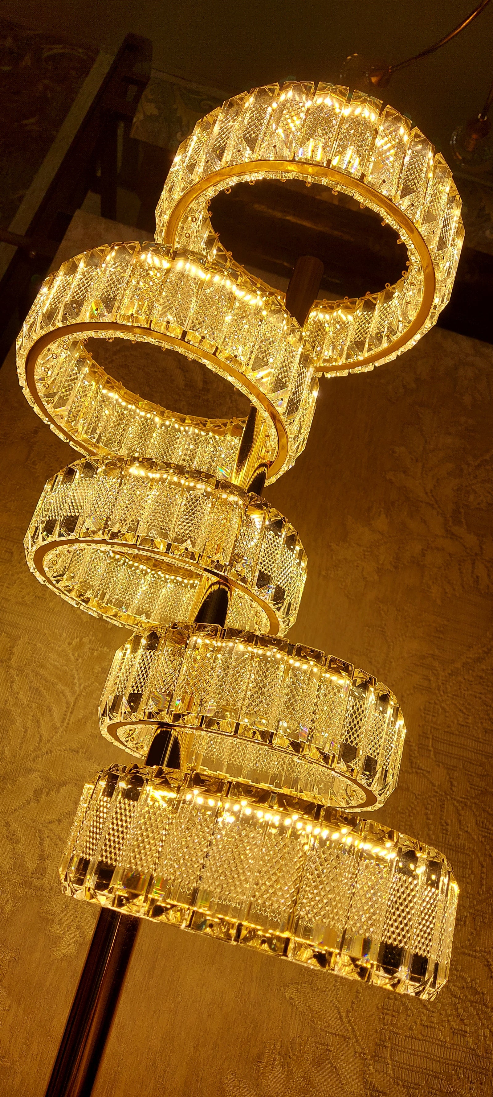 Crystal Floor & Table Lamps -with colour changing and brightness adjustment feature-remote control- matching Ceiling Light–Y608-5F