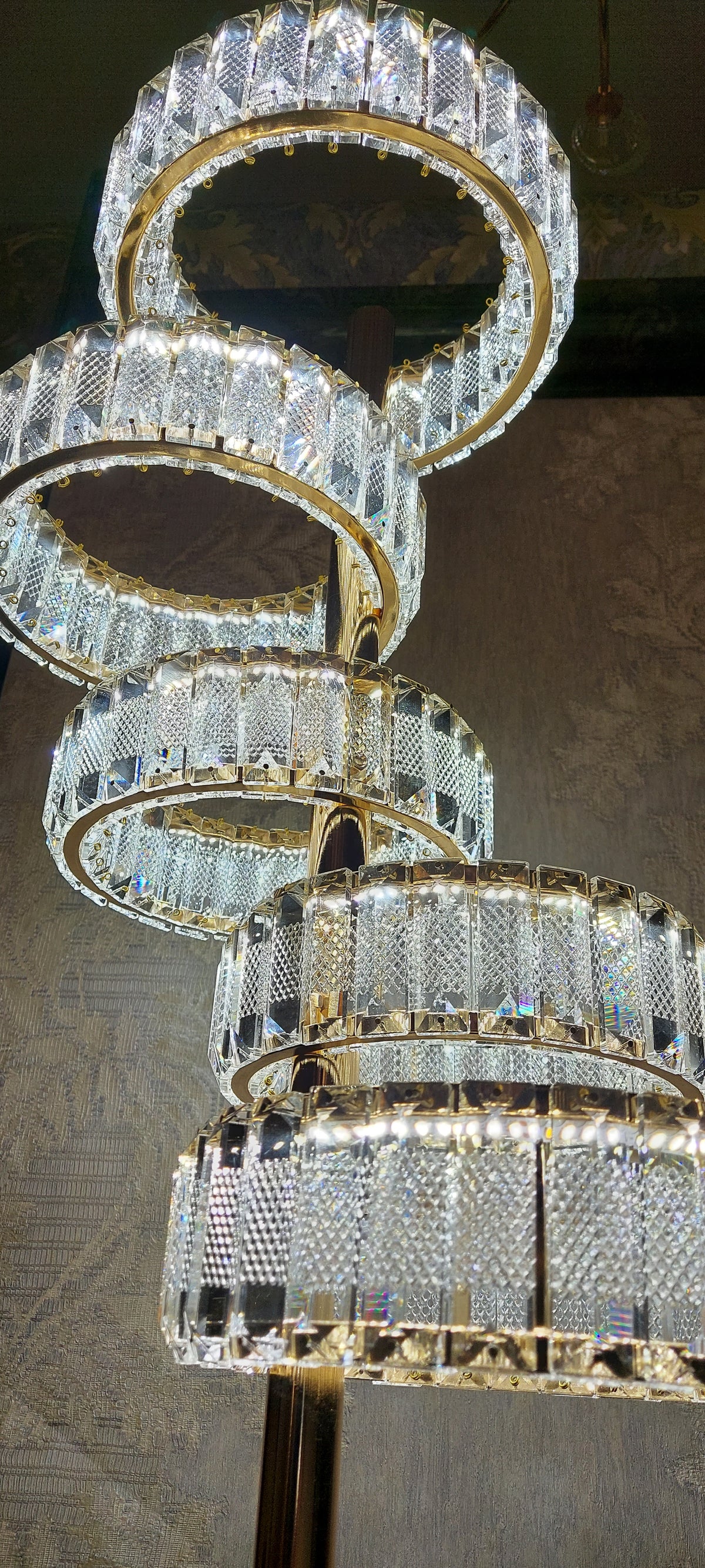 Crystal Floor & Table Lamps -with colour changing and brightness adjustment feature-remote control- matching Ceiling Light–Y608-5F