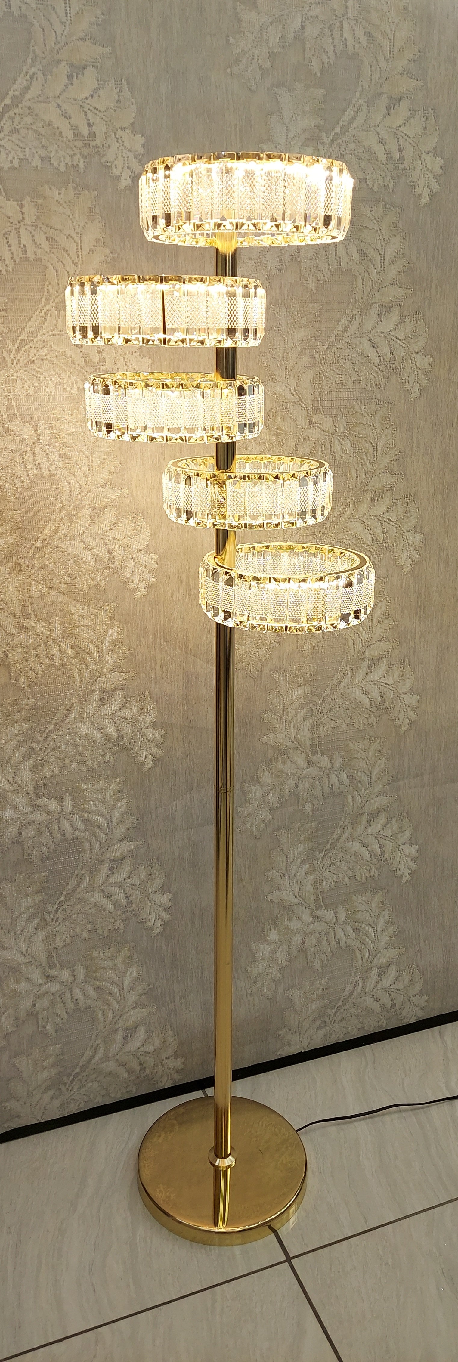 Crystal Floor & Table Lamps -with colour changing and brightness adjustment feature-remote control- matching Ceiling Light–Y608-5F