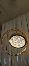 Pendant-Crystal Glass Pendant light with Rotating Ring-2010-1,3 & 5 rings(Rose Gold) with matching wall lights