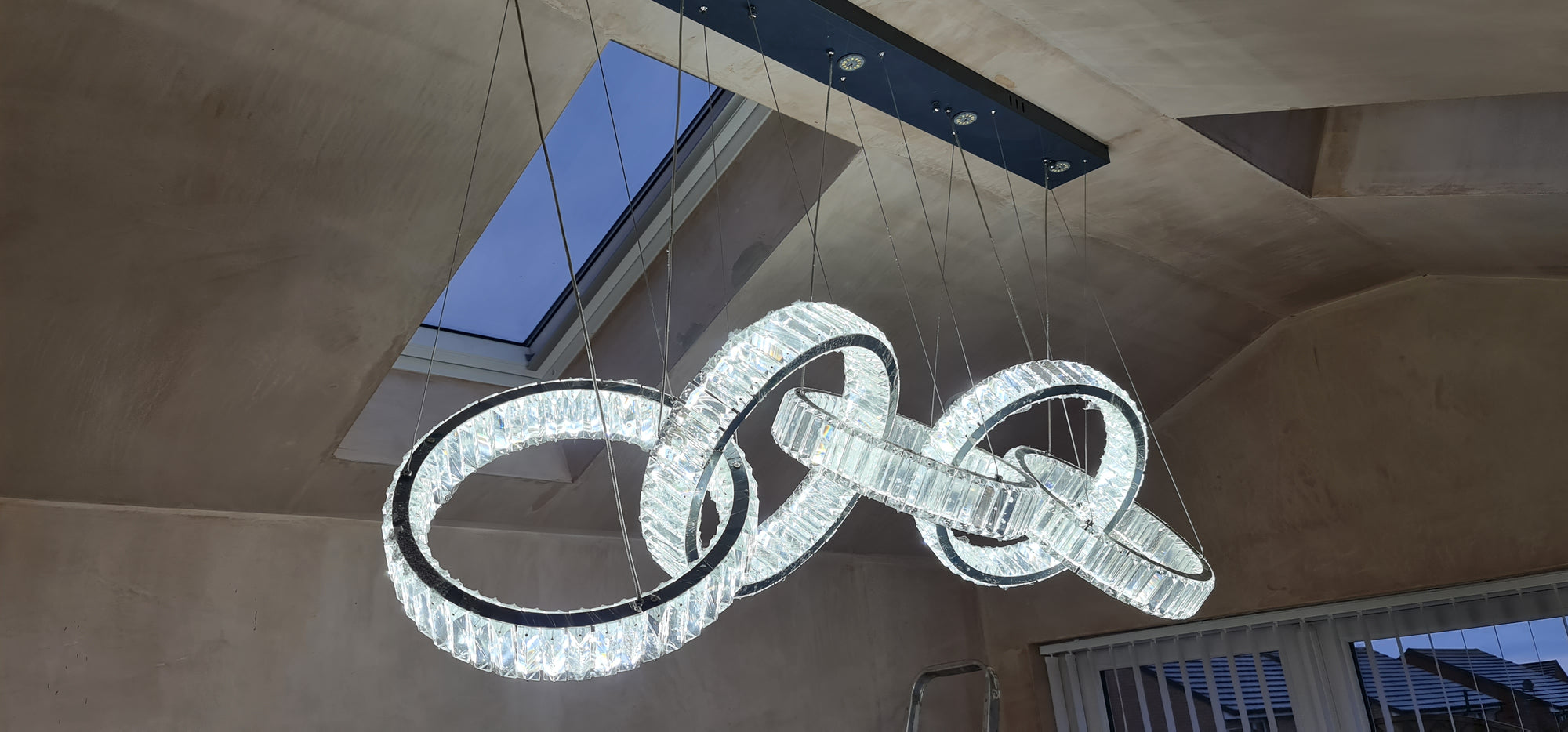 Big Rectangle Pedant 5 Rings Ceiling Light-Colour Changing Hanging-9010-400-5rings-155*60*30