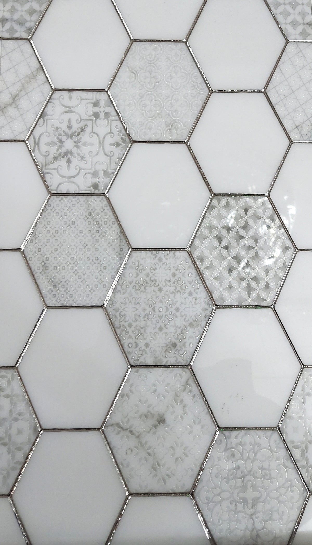 Porcleain Decor Tiles in HEX Greyscale | 1 sheet 60 x 30 cm | 6 tiles 1 sqm-D-HEX