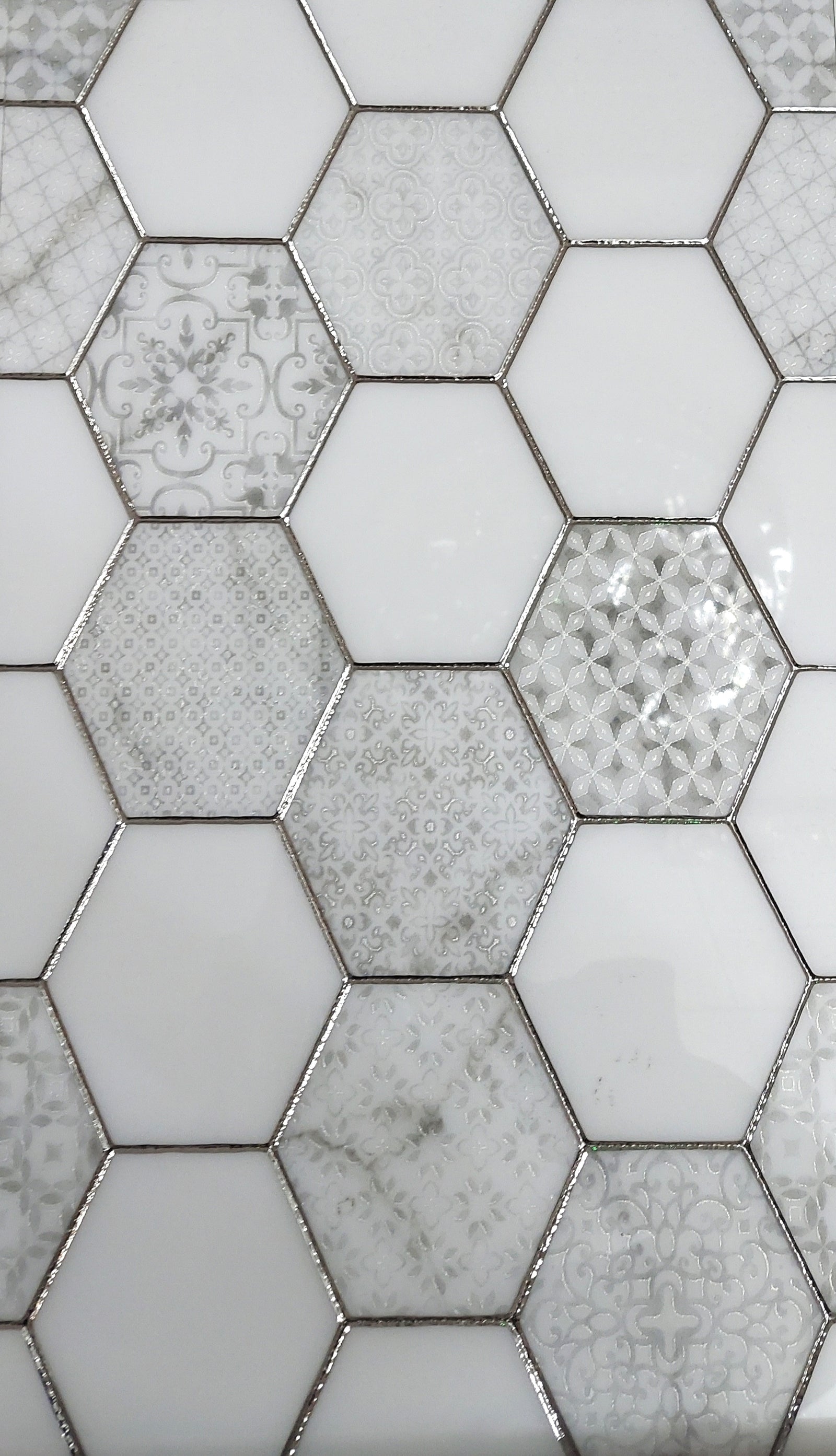 Porcleain Decor Tiles in HEX Greyscale | 1 sheet 60 x 30 cm | 6 tiles 1 sqm-D-HEX