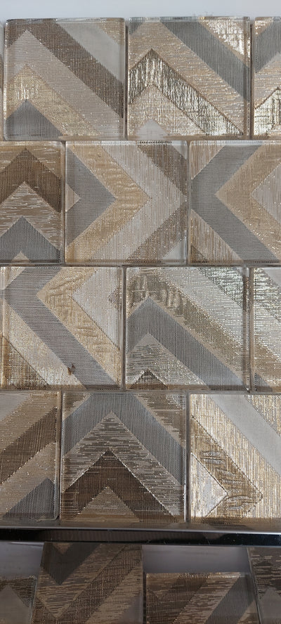 Modern silver arrows glass mosaic tile