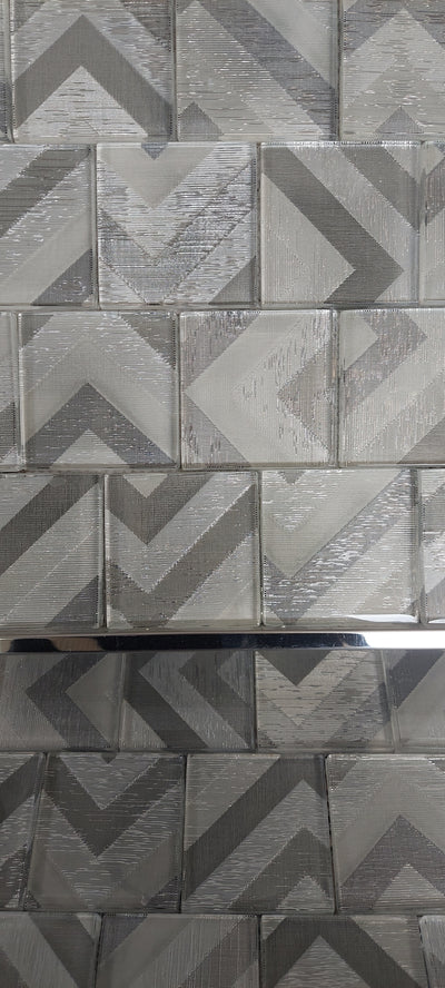 Modern silver arrows glass mosaic tile