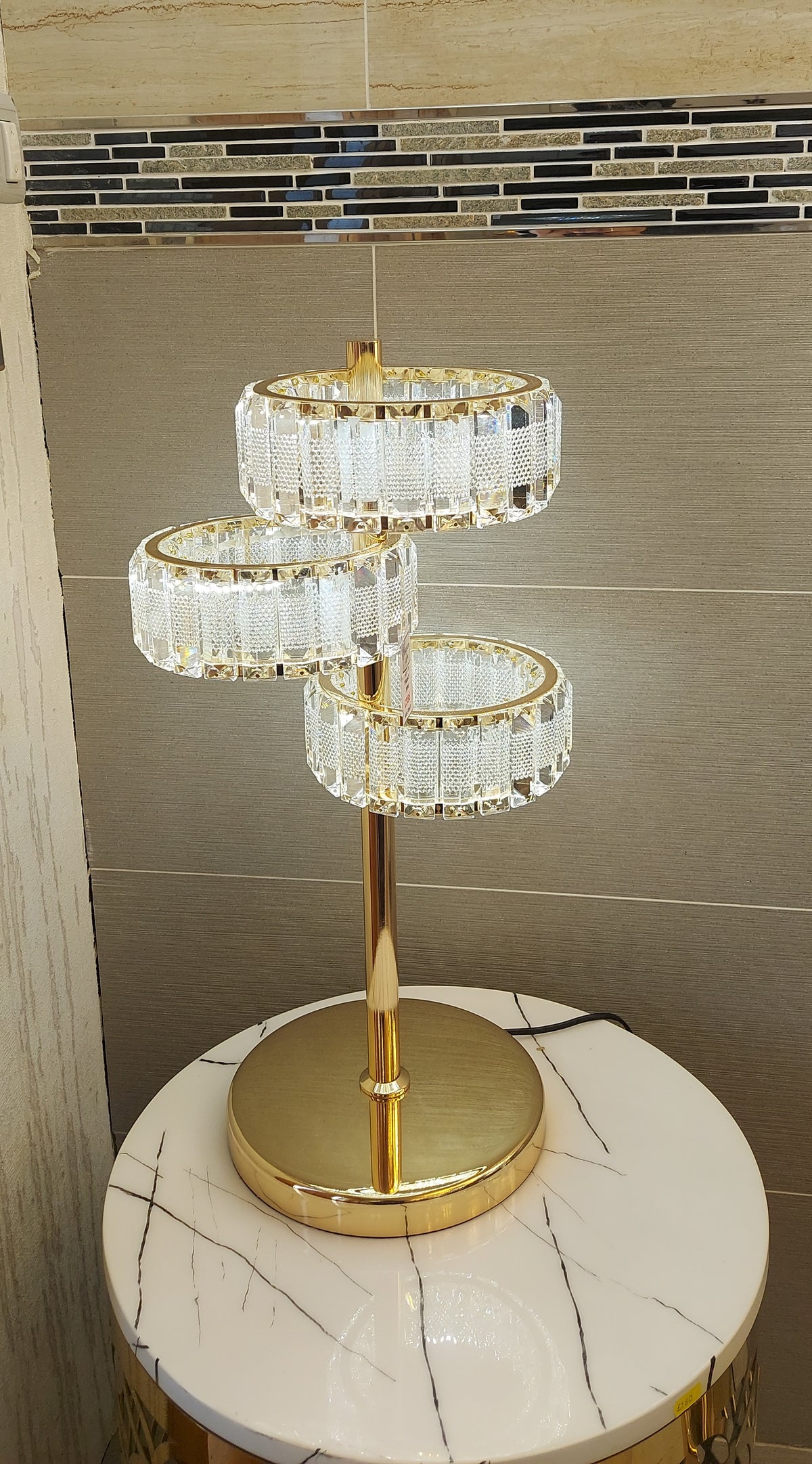 Crystal Floor & Table Lamps -with colour changing and brightness adjustment feature-remote control- matching Ceiling Light–Y608-5F