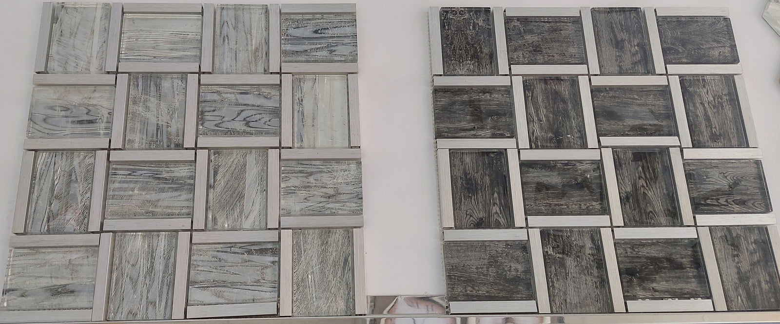 Dark Grey and Light Grey Metal Glass Mosaic Tiles-300*300*8mm-11sheets-1m2-BAW09