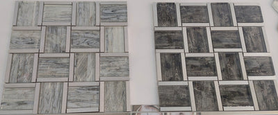 Dark Grey and Light Grey Metal Glass Mosaic Tiles