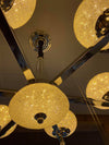 Suspended ceiling 3-shades silver / gold 6 x crystallic bowls light