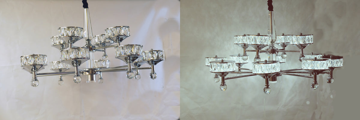 Crystallic Glitter Chandelier with colour changing feature in Gold / Silver-2126