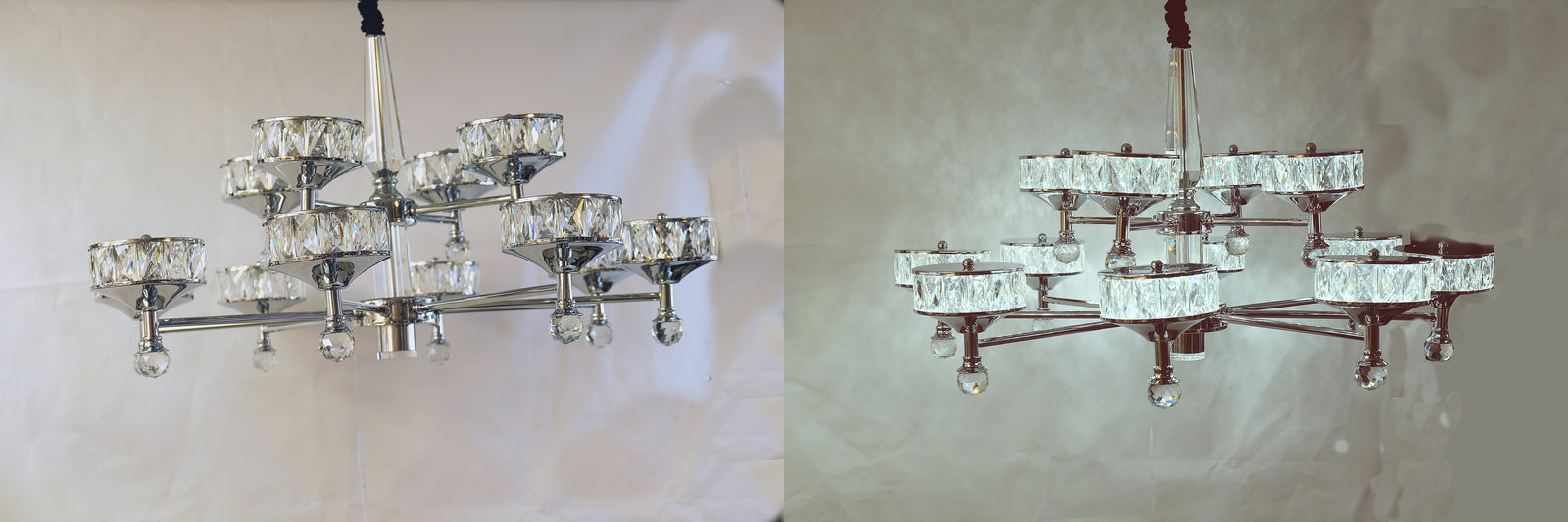 Crystallic Glitter Chandelier with colour changing feature in Gold / Silver-2126