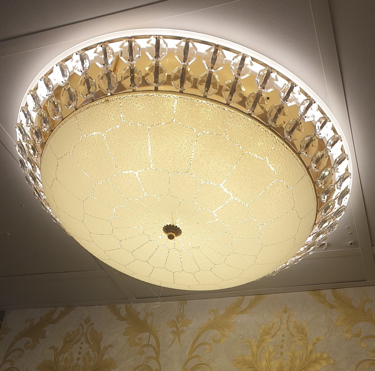 Circular glass ceiling mounted crystallic shaded light-with Colour Changing Function-8806-600 & 500-60*60 & 50*50