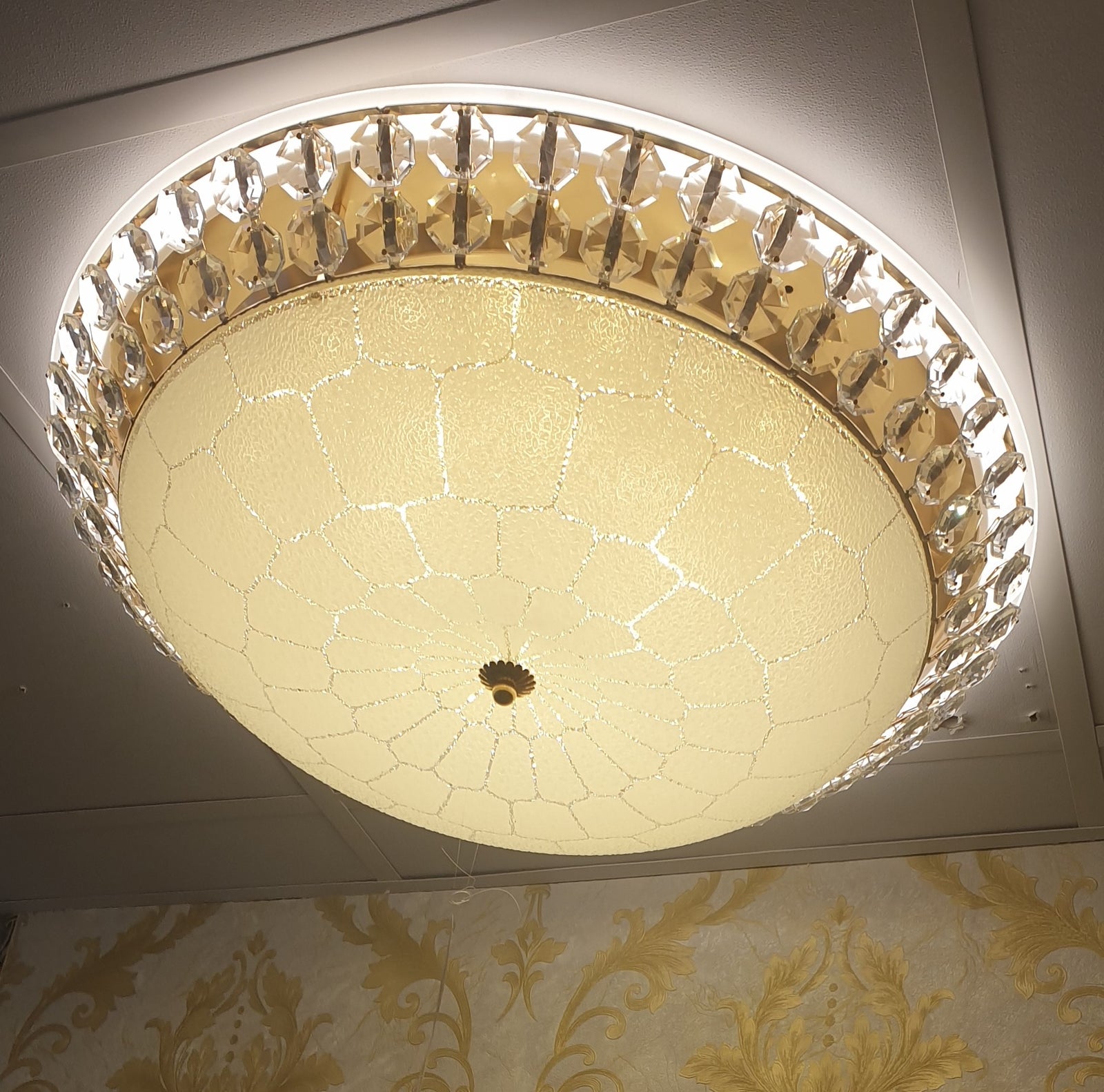 Circular glass ceiling mounted crystallic shaded light-with Colour Changing Function-8806-600 & 500-60*60 & 50*50