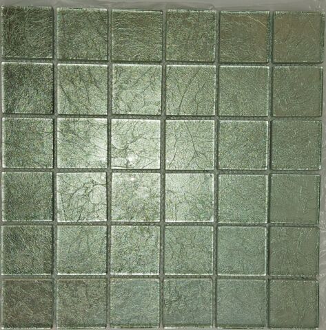 Silver Glint Glass Mosaic Tile