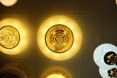 Circular glass ceiling mounted crystallic shaded light [31233-500 | 31233-600]